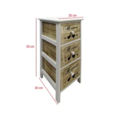 Mobili Rebecca Tables De Chevet Table De Chevet Coeur Home 3 Tiroirs En Bois Marron Et Blanc -Tables De Chevet Soldes table de chevet coeur home 3 tiroirs en bois marron et blanc 2