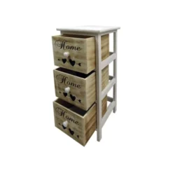 Mobili Rebecca Tables De Chevet Table De Chevet Coeur Home 3 Tiroirs En Bois Marron Et Blanc -Tables De Chevet Soldes table de chevet coeur home 3 tiroirs en bois marron et blanc 4