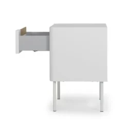 Meubles & Design Tables De Chevet Table De Chevet Contemporaine Avec Tiroir Blanc -Tables De Chevet Soldes table de chevet contemporaine avec tiroir blanc 4