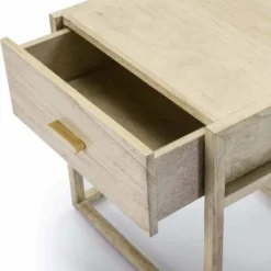 Thai Natura Tables De Chevet Table De Chevet Cubique En Bois Couleur Beige Clair Et Doré -Tables De Chevet Soldes table de chevet cubique en bois couleur beige clair et dore 3