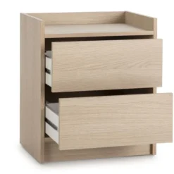 HOMN Tables De Chevet Table De Chevet De 2 Tiroirs, Couleur Chêne 10 HOMN Tables De Chevet Table De Chevet De 2 Tiroirs, Couleur Chêne -Tables De Chevet Soldes table de chevet de 2 tiroirs couleur chene 2