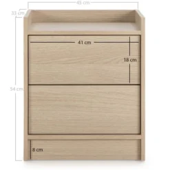 HOMN Tables De Chevet Table De Chevet De 2 Tiroirs, Couleur Chêne 11 HOMN Tables De Chevet Table De Chevet De 2 Tiroirs, Couleur Chêne -Tables De Chevet Soldes table de chevet de 2 tiroirs couleur chene 3