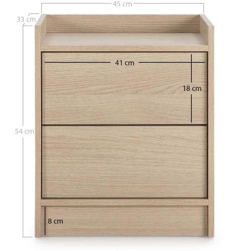 HOMN Tables De Chevet Table De Chevet De 2 Tiroirs, Couleur Chêne 6 HOMN Tables De Chevet Table De Chevet De 2 Tiroirs, Couleur Chêne – Image 4
