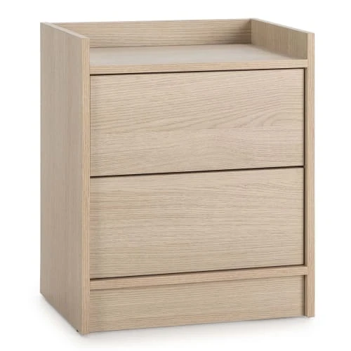 HOMN Tables De Chevet Table De Chevet De 2 Tiroirs, Couleur Chêne 3 HOMN Tables De Chevet Table De Chevet De 2 Tiroirs, Couleur Chêne