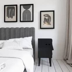 RNT By Really Nice Things Tables De Chevet Table De Chevet De Bois De Pin Massif Couleur Noir Droit -Tables De Chevet Soldes table de chevet de bois de pin massif couleur noir droit 5