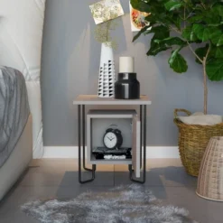 Toilinux Tables De Chevet Table De Chevet Design Marron -Tables De Chevet Soldes table de chevet design marron 8