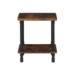 Beliani Tables De Chevet Table De Chevet Effet Bois Foncé Et Noire -Tables De Chevet Soldes table de chevet effet bois fonce et noire 2