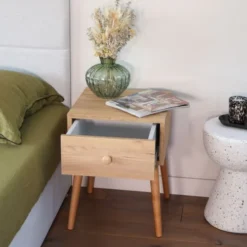 Homifab Tables De Chevet Table De Chevet Effet Chêne Avec 1 Tiroir -Tables De Chevet Soldes table de chevet effet chene avec 1 tiroir 4