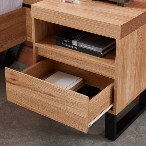 Baita Tables De Chevet Table De Chevet Effet Chêne Pieds En Métal Noir 6 Baita Tables De Chevet Table De Chevet Effet Chêne Pieds En Métal Noir – Image 4