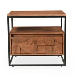 Oviala Tables De Chevet Table De Chevet En Acacia Massif -Tables De Chevet Soldes table de chevet en acacia massif 3