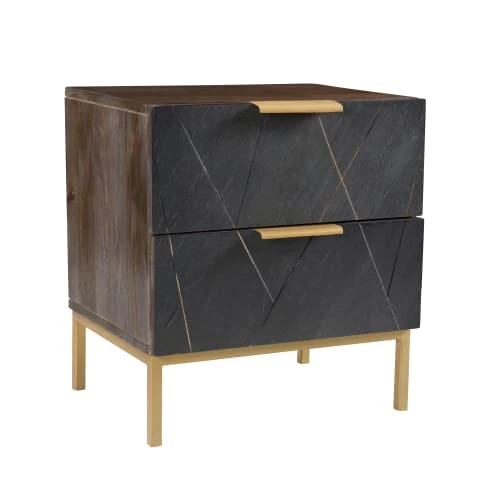 Rendez Vous Déco Tables De Chevet Table De Chevet En Ardoise, Métal Et Bois, 2 Tiroirs 7 Rendez Vous Déco Tables De Chevet Table De Chevet En Ardoise, Métal Et Bois, 2 Tiroirs – Image 5