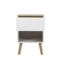 Tenzo Tables De Chevet Table De Chevet En Bois 1 Tiroir Blanc -Tables De Chevet Soldes table de chevet en bois 1 tiroir blanc 4