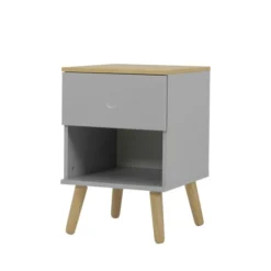 Tenzo Tables De Chevet Table De Chevet En Bois 1 Tiroir Gris Clair -Tables De Chevet Soldes table de chevet en bois 1 tiroir gris clair 2