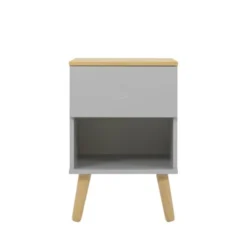 Tenzo Tables De Chevet Table De Chevet En Bois 1 Tiroir Gris Clair