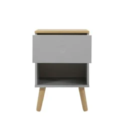 Tenzo Tables De Chevet Table De Chevet En Bois 1 Tiroir Gris Clair -Tables De Chevet Soldes table de chevet en bois 1 tiroir gris clair 4