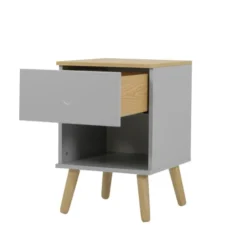 Tenzo Tables De Chevet Table De Chevet En Bois 1 Tiroir Gris Clair -Tables De Chevet Soldes table de chevet en bois 1 tiroir gris clair 5