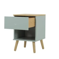 Tenzo Tables De Chevet Table De Chevet En Bois 1 Tiroir Vert D'eau -Tables De Chevet Soldes table de chevet en bois 1 tiroir vert d eau 5