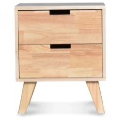 Wadiga Tables De Chevet Table De Chevet En Bois 2 Tiroirs H48cm -Tables De Chevet Soldes table de chevet en bois 2 tiroirs h48cm 3