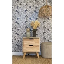 Wadiga Tables De Chevet Table De Chevet En Bois 2 Tiroirs H48cm -Tables De Chevet Soldes table de chevet en bois 2 tiroirs h48cm 4