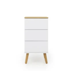 Tenzo Tables De Chevet Table De Chevet En Bois 3 Tiroirs Blanc