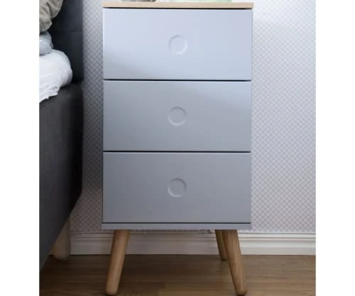 Tenzo Tables De Chevet Table De Chevet En Bois 3 Tiroirs Gris Clair 8 Tenzo Tables De Chevet Table De Chevet En Bois 3 Tiroirs Gris Clair – Image 6