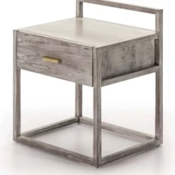 Thai Natura Tables De Chevet Table De Chevet En Bois Beige Et Gris 50x40x60