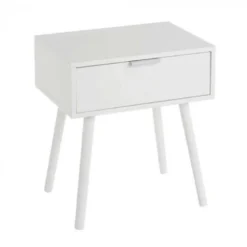 Wadiga Tables De Chevet Table De Chevet En Bois Blanc 1 Tiroir