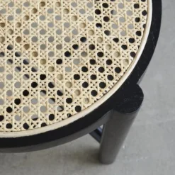 Bois Dessus Bois Dessous Tables De Chevet Table De Chevet En Bois D'acajou Et Cannage Noir -Tables De Chevet Soldes table de chevet en bois d acajou et cannage noir 3