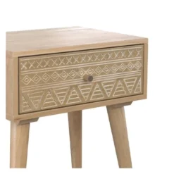 Rendez Vous Déco Tables De Chevet Table De Chevet En Bois De Manguier Gravé 1 Tiroir -Tables De Chevet Soldes table de chevet en bois de manguier grave 1 tiroir 3