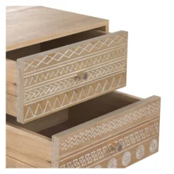 Rendez Vous Déco Tables De Chevet Table De Chevet En Bois De Manguier Gravé 2 Tiroirs -Tables De Chevet Soldes table de chevet en bois de manguier grave 2 tiroirs 3