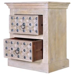 GINER Y COLOMER Tables De Chevet Table De Chevet En Bois De Manguier Naturel Avec Détails En Bronze -Tables De Chevet Soldes table de chevet en bois de manguier naturel avec details en bronze 1