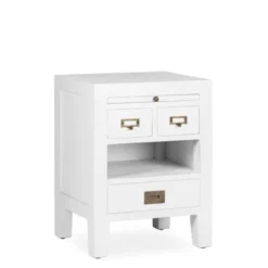 MOYCOR Tables De Chevet Table De Chevet En Bois De Mindi Blanc 45x60