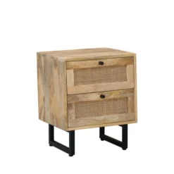 Drawer Tables De Chevet Table De Chevet En Bois Et Cannage Bois -Tables De Chevet Soldes table de chevet en bois et cannage bois 3