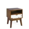 MOYCOR Tables De Chevet Table De Chevet En Bois Marron Et Tiroir Blanc L 45 Cm -Tables De Chevet Soldes table de chevet en bois marron et tiroir blanc l 45 cm
