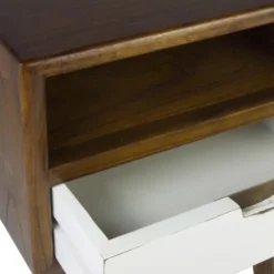 MOYCOR Tables De Chevet Table De Chevet En Bois Marron Et Tiroir Blanc L 45 Cm -Tables De Chevet Soldes table de chevet en bois marron et tiroir blanc l 45 cm 2