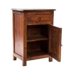 Wadiga Tables De Chevet Table De Chevet En Bois Massif D'acacia 1 Tiroir 1 Placard -Tables De Chevet Soldes table de chevet en bois massif d acacia 1 tiroir 1 placard 1