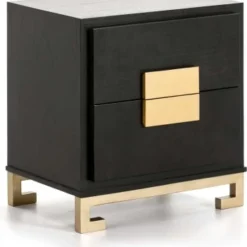 Thai Natura Tables De Chevet Table De Chevet En Bois Noir Et Doré 56x41x60 -Tables De Chevet Soldes table de chevet en bois noir et dore 56x41x60 4