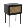Toilinux Tables De Chevet Table De Chevet En Cannage 1 Porte En Bois Et Métal Noir -Tables De Chevet Soldes table de chevet en cannage 1 porte en bois et metal noir 1