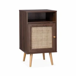 Alice's Garden Tables De Chevet Table De Chevet En Cannage Couleur Bois Foncé
