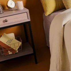 Signature Tables De Chevet Table De Chevet En Chêne Et Métal - L42 Cm -Tables De Chevet Soldes table de chevet en chene et metal l42 cm 2