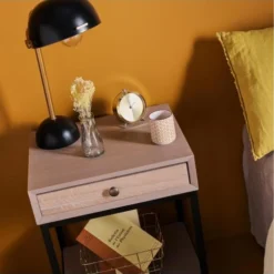 Signature Tables De Chevet Table De Chevet En Chêne Et Métal - L42 Cm -Tables De Chevet Soldes table de chevet en chene et metal l42 cm 3