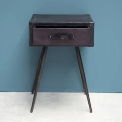 Chehoma Tables De Chevet Table De Chevet En Cuir Noir -Tables De Chevet Soldes table de chevet en cuir noir 1