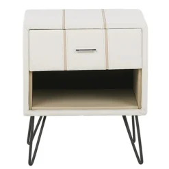 Beliani Tables De Chevet Table De Chevet En Cuir PU Blanc -Tables De Chevet Soldes table de chevet en cuir pu blanc 2