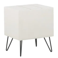 Beliani Tables De Chevet Table De Chevet En Cuir PU Blanc -Tables De Chevet Soldes table de chevet en cuir pu blanc 3