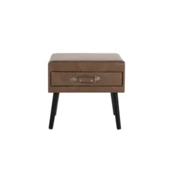 Beliani Tables De Chevet Table De Chevet En Cuir PU Marron -Tables De Chevet Soldes table de chevet en cuir pu marron 2