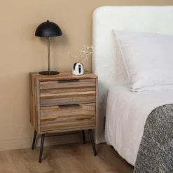 Drawer Tables De Chevet Table De Chevet En Métal Et Teck Recyclé H60cm -Tables De Chevet Soldes table de chevet en metal et teck recycle h60cm 2