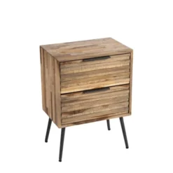Drawer Tables De Chevet Table De Chevet En Métal Et Teck Recyclé H60cm