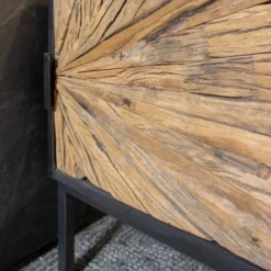 Now’s Home Tables De Chevet Table De Chevet En Métal Noir Et Porte En Teck Recyclé -Tables De Chevet Soldes table de chevet en metal noir et porte en teck recycle 3