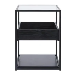 Maisons Du Monde Tables De Chevet Table De Chevet En Métal Noir Et Verre