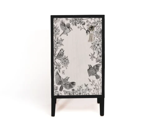 RNT By Really Nice Things Tables De Chevet Table De Chevet En Pin Massif Avec Imprimé Blanc Et Noir Oiseaux 3 RNT By Really Nice Things Tables De Chevet Table De Chevet En Pin Massif Avec Imprimé Blanc Et Noir Oiseaux